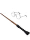 BookMyCostume Hary Film Wizard Wand and Round Black Glasses Combo for Kids – Magical Stick with Classic Costume Glasses for Fancy Dress, Cosplay & Wizard-Themed Events